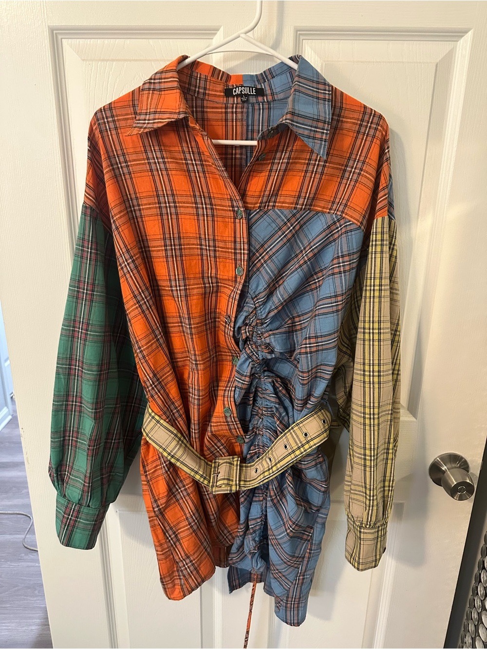 Capsule Multicolor Plaid Button-Down Shirt - Orange/Blue/Green